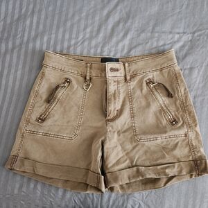 White House Black Market Khaki Mid-Rise Shorts